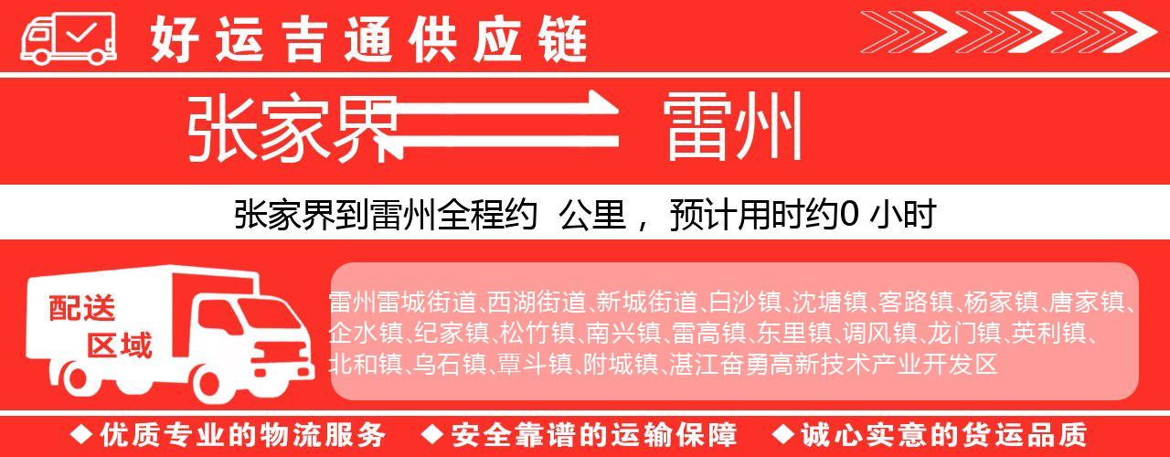 张家界到雷州物流专线-张家界至雷州货运公司